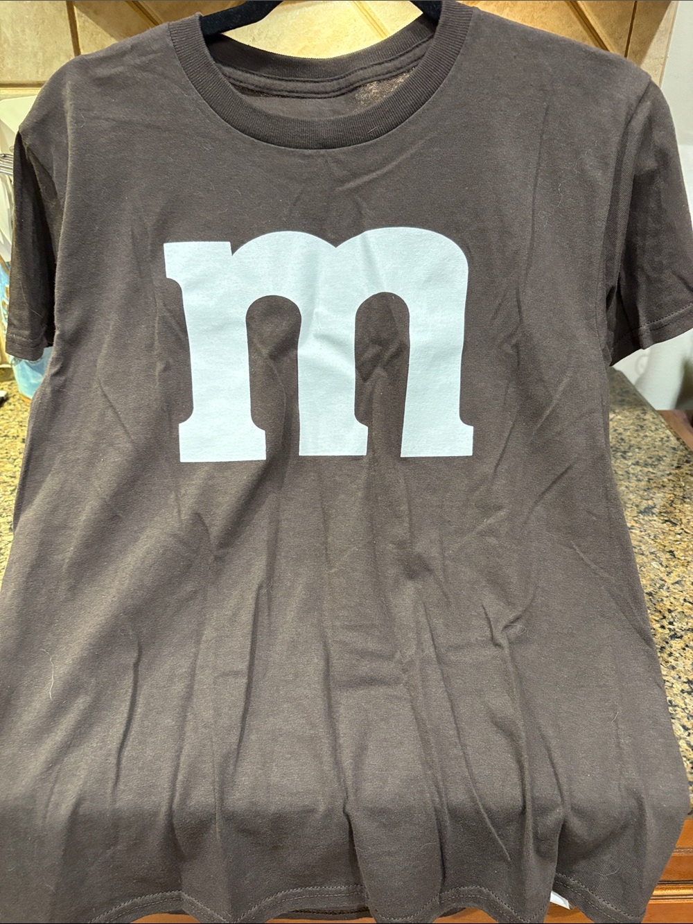 Kids Brown Graphic T-Shirt with White 'm' Logo & Tutu